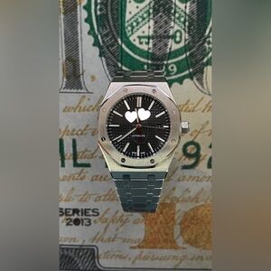 Stainless Steel Men's Automatic Watch - Black Dial